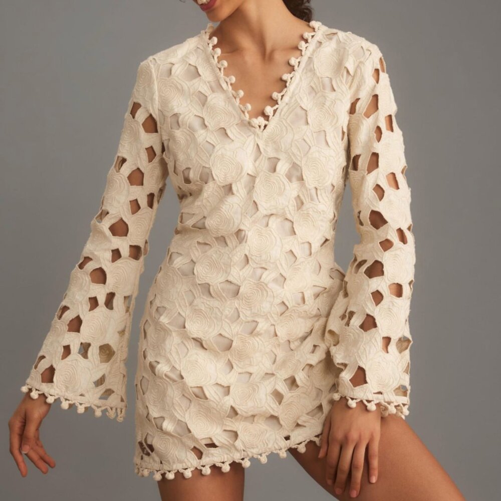 NWT Anthropologie Hope for Flowers by Tracy Reese Long-Sleeve Linen Dress, XS